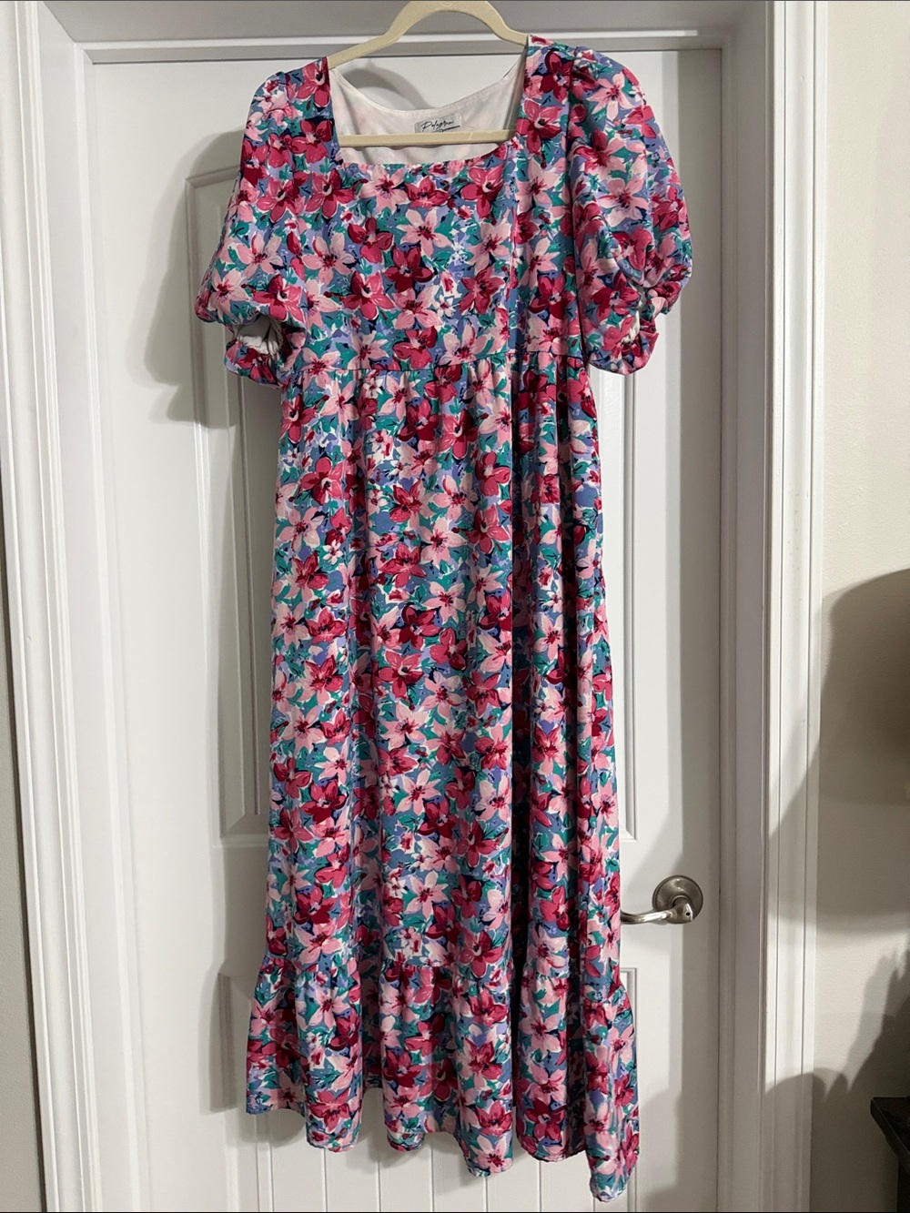 Polagram Floral Puff Sleeve Maxi Dress